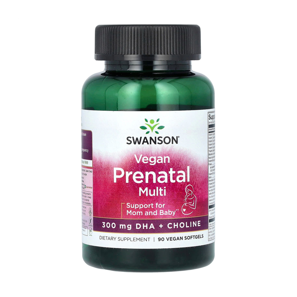 Мультивітаміни для вагітних Swanson Vegan Prenatal Multi DHA + Choline 300 мг, 90 веганських гелевих капсул