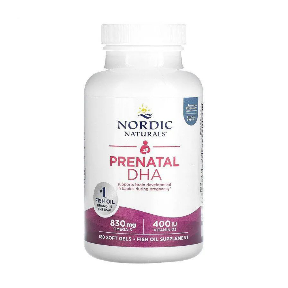 Риб'ячий жир для вагітних Nordic Naturals Prenatal DHA, без добавок, 180 капсул